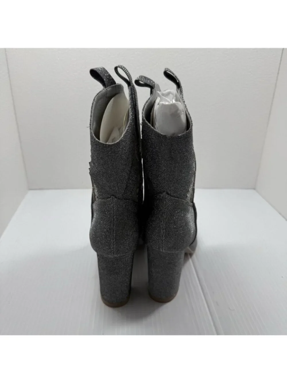 MIA Womens Gypsi Western Boots Size 9 Silver Glitter Cowgirl Disco Glam NWT